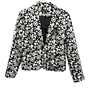 Harve‎ Benard Blazer Polka Dot Bubble Women L Front Button Resort Old Money